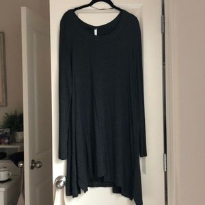 Kensie distressed long sleeve charcoal dress